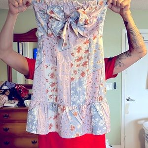 Mini Floral Dress with Tie in Front Bow